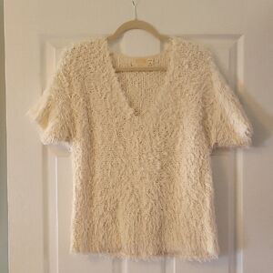 Nation LTD Cream Boxy Short Sleeve Blouse